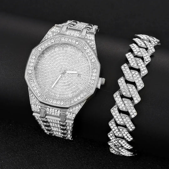 Iced Out Gold Diamond Watch for Men - Hip Hop Bling Style Mobile shop