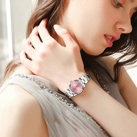 VA VA VOOM Luxury Minimalist Pink Rhinestone Women's Watch 29mm Mobile shop