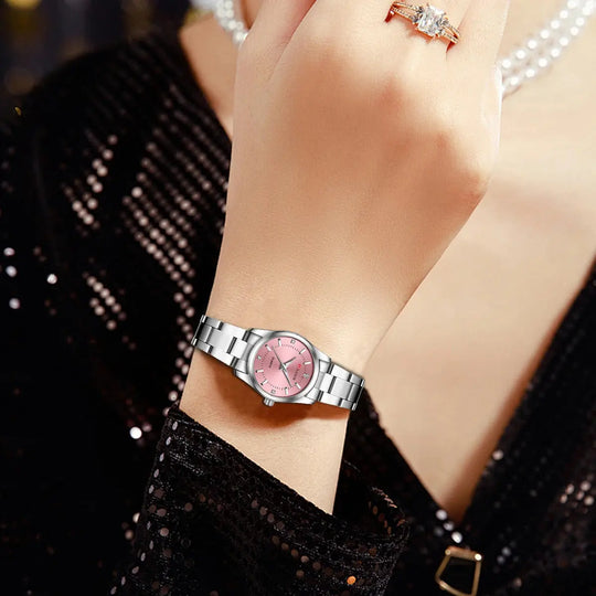 VA VA VOOM Luxury Minimalist Pink Rhinestone Women's Watch 29mm Mobile shop