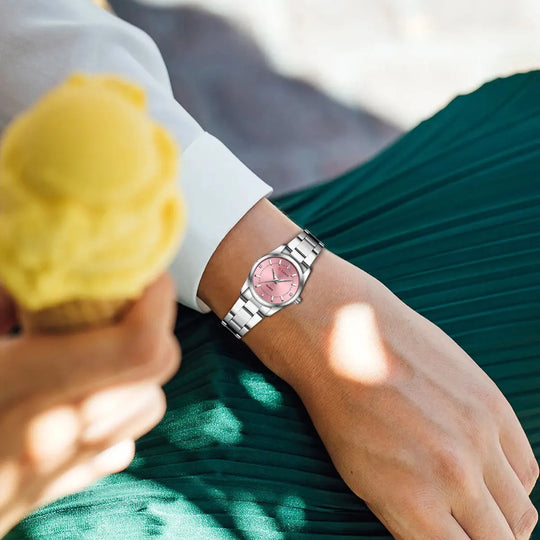 VA VA VOOM Luxury Minimalist Pink Rhinestone Women's Watch 29mm Mobile shop