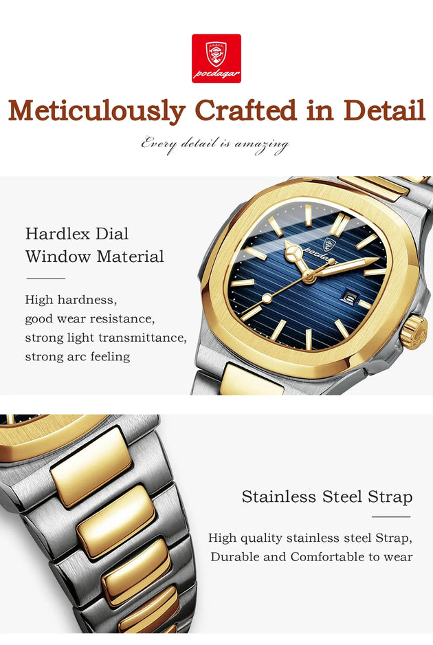 POEDAGAR Luxury Waterproof Luminous Square Quartz Watch for Women Mobile shop