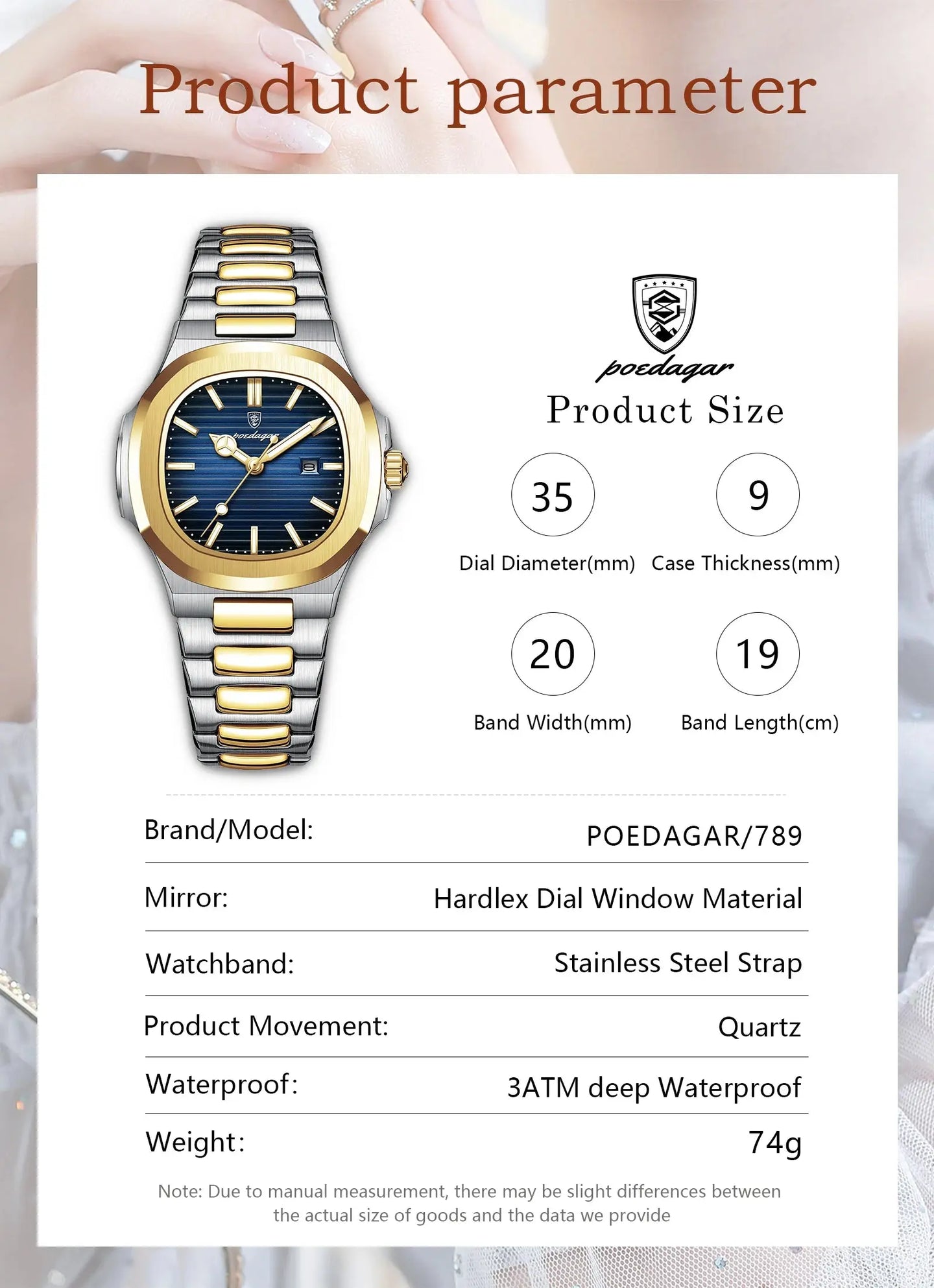 POEDAGAR Luxury Waterproof Luminous Square Quartz Watch for Women Mobile shop