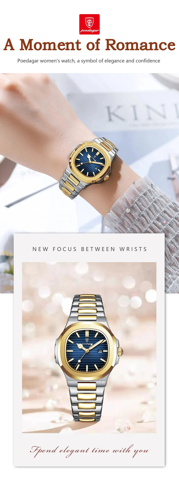 POEDAGAR Luxury Waterproof Luminous Square Quartz Watch for Women Mobile shop