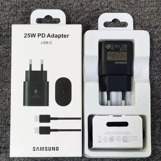 Samsung 25W Super Fast Charge Adapter with Type-C Cable for Galaxy S24 S23 S22 S21 S20 Note 20 Ultra Mobile shop
