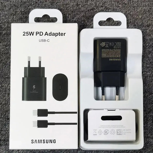 Samsung 25W Super Fast Charge Adapter with Type-C Cable for Galaxy S24 S23 S22 S21 S20 Note 20 Ultra Mobile shop
