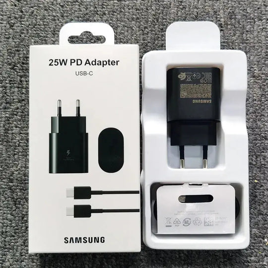 Samsung 25W Super Fast Charge Adapter with Type-C Cable for Galaxy S24 S23 S22 S21 S20 Note 20 Ultra Mobile shop