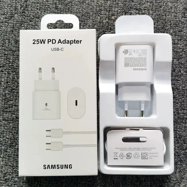 Samsung 25W Super Fast Charge Adapter with Type-C Cable for Galaxy S24 S23 S22 S21 S20 Note 20 Ultra Mobile shop