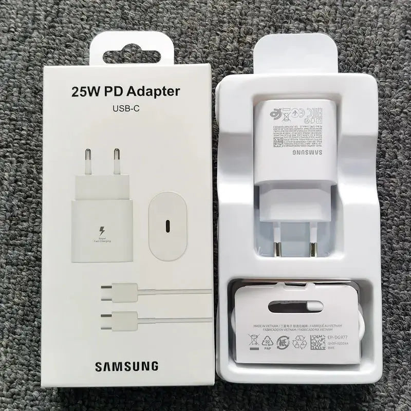 Samsung 25W Super Fast Charge Adapter with Type-C Cable for Galaxy S24 S23 S22 S21 S20 Note 20 Ultra Mobile shop