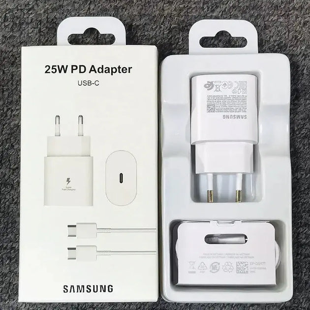 Samsung 25W Super Fast Charge Adapter with Type-C Cable for Galaxy S24 S23 S22 S21 S20 Note 20 Ultra Mobile shop