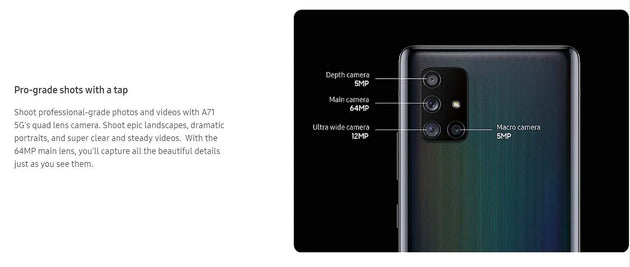 SAMSUNG Galaxy A71 5G (128GB, 6GB) 6.7" AMOLED+, Snapdragon 765G, 4500mAh Battery, Global 5G Volte GSM AT&T Unlocked (T - Mobile, Metro, Straight Talk) A716U (Prism Cube Black) (Renewed) - Mobile shop