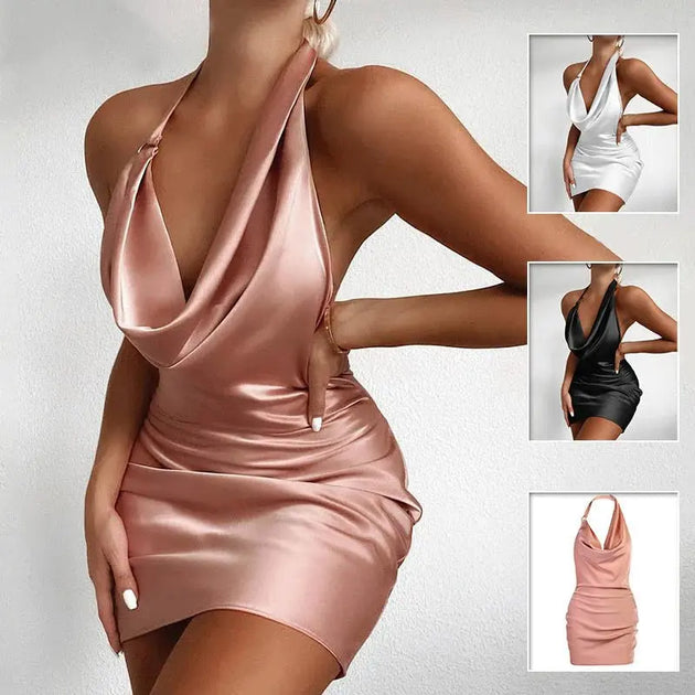 Sleeveless Backless Mini Dress - Mobile shop