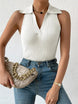 Summer V - Neck Ribbed Knit Crop Top - Sleeveless Turndown Collar in 10 Colors - Mobile shop