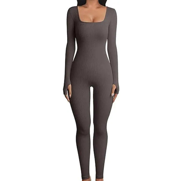 Women's Seamless Long - Sleeve Yoga Jumpsuit - Mobile shop