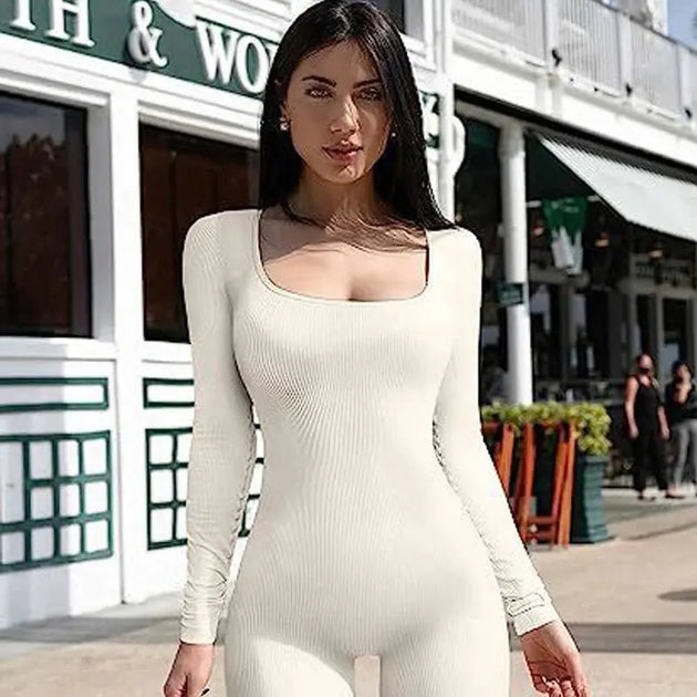 Women's Seamless Long - Sleeve Yoga Jumpsuit - Mobile shop
